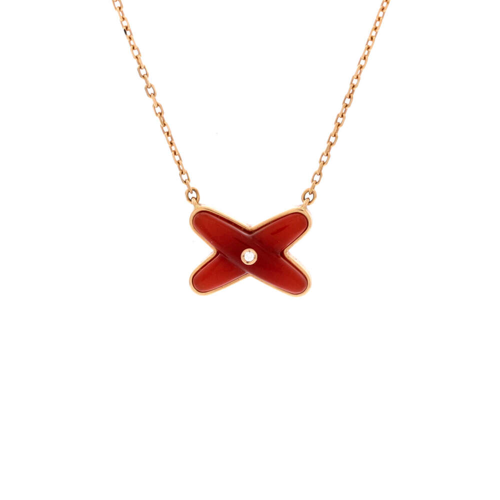 Chaumet Jeux de Liens Pendant Necklace 18K Rose Gold with Carnelian and Diamond